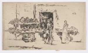 Loja de verduras, Paris, c.1892-93 (gravura; tinta sobre papel) de James Abbott McNeill Whistler