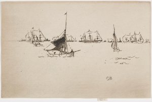 A Frota de Sua Majestade: Boa noite, 1887. de James Abbott McNeill Whistler
