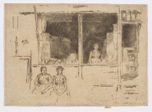 Loja de melões, Hounsditch, c.1886-88 (gravura; tinta sobre papel) de James Abbott McNeill Whistler