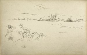 Monitores, de um conjunto de doze gravuras intitulado The Naval Review, 1887 de James Abbott McNeill Whistler