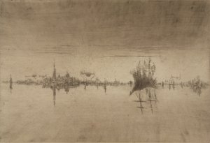 Noturno, 1879-80 (gravura e ponto de secagem) de James Abbott McNeill Whistler