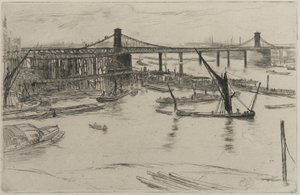 Old Hungerford Bridge, 1861 (gravura em papel) de James Abbott McNeill Whistler