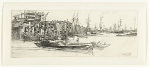 Pakhuizen aan de Theems Armazéns do Tâmisa Dezesseis gravuras de cenas no Tamisa e outros assuntos (título da série) de James Abbott McNeill Whistler
