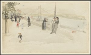Rosa e prata - Chelsea, o aterro, c.1885 de James Abbott McNeill Whistler