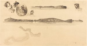 Esboços na Placa de Levantamento Costeiro, 18541855. de James Abbott McNeill Whistler