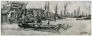 Thames Warehouse, século XIX, 1904. de James Abbott McNeill Whistler