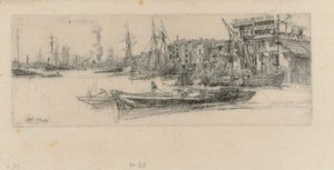 Thames Warehouses, 1859. de James Abbott McNeill Whistler