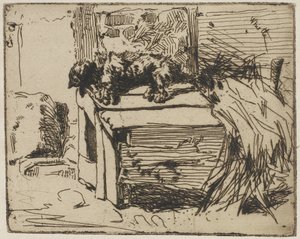 O cão no canil, 1858 (gravura no papel) de James Abbott McNeill Whistler