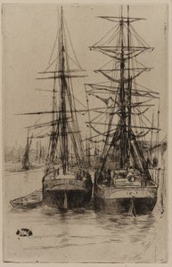 Os dois navios, 1875. de James Abbott McNeill Whistler
