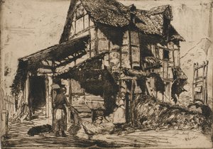 O Cortiço Inseguro. Uma das Doze Etchings da Natureza. O Conjunto Francês, 1858. de James Abbott McNeill Whistler