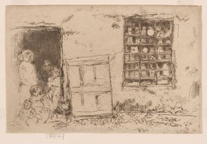 A loja de doces da aldeia, c.1884-86 (gravura; tinta sobre papel) de James Abbott McNeill Whistler