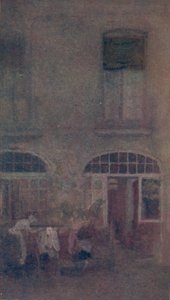 Branco e cinza O Hotel Courtyard Dieppe, 1885, 1904 de James Abbott McNeill Whistler