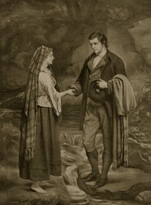 Noivado de Robert Burns e Highland Mary, 1785, ilustração da "História da nação britânica" de Hutchinson, c.1923
