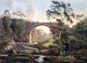 Vista do arco de Tanfield, no Condado de Durham, c.1811 (wc no papel) de James Atkinson