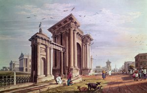 Court House Street, Calcutá, gravado por Robert Havell, pub. 1824