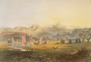 Círculo de Pedra de Castlerigg perto de Keswick, de &39;The English Lake District&39;, 1853 de James Baker Pyne