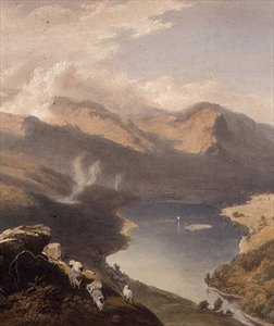 Grasmere de Langdale Fell, detalhe do lago, de "The English Lake District", 1853 de James Baker Pyne