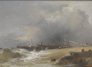 Littlehampton Pier on the Sussex Coast, c.1842 (óleo sobre tela) de James Baker Pyne