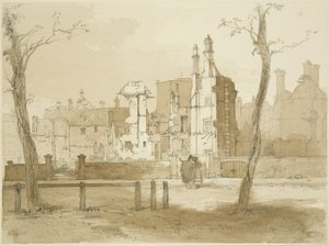 Lado oeste da Praça Queen, depois dos Riots (lápis e aquarela sobre papel) de James Baker Pyne