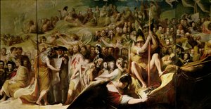Elysium, ou o Estado da Retribuição Final, sexto na série O Progresso da Cultura e do Conhecimento Humanos, detalhe de cientistas e filósofos (ver 101465)