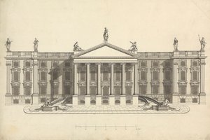 Desenho acabado da Mansão Palladian não identificada de James Bruce