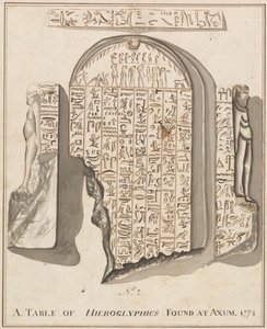 N.º 2. A. Tabela de Hieróglifos encontrada em Axum de James Bruce