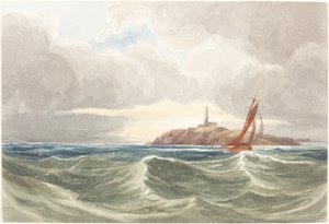 Seascape com farol.