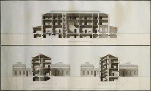 Projetos para uma casa neoclássica para Lord Charleville: três seções de James Byres