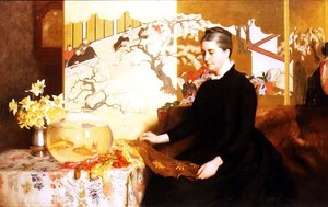 Lady With Japanese Screen and Goldfish (Retrato da Mãe da Artista)