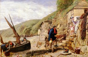 Bem-vindo, Bonny Boat! O retorno do pescador, cena em Clovelly, North Devon, 1856