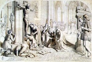 Um incidente na vida de Santa Isabel da Hungria - Estudo Compositivo, 1850 de James Collinson