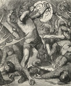 Hereward cortando seu caminho através do hospedeiro normando de James Cooper