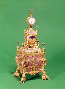 Relógio de mesa de relógio musical George III, c.1766 (ormolu, prata e ágata) (ver também 829810)