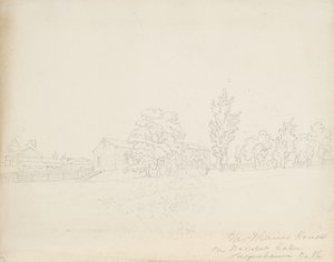 Mr. Mains House em Derwent Lake, Susquehanna Co. Pa., 1843 (grafite em papel creme) de James David Smillie