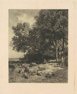 Paisagem com ovelhas de James David Smillie, after Charles Émile Jacque