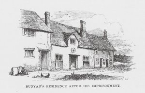 Residência de Bunyan após a sua prisão (gravura) de James Dawson Watson