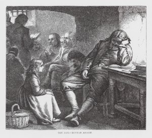 A prisão, Bunyan a dormir (gravura) de James Dawson Watson