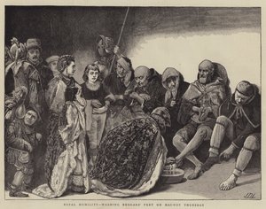 Humildade real, lavando os pés dos mendigos na Quinta-feira Santa de James Dromgole Linton