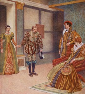 O Mercador de Veneza de Shakespeare: Pórcia, Bassânio, Graciano e Nerissa (litografia a cores) de James Dromgole Linton