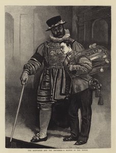 O Beefeater e o baterista, um esboço na torre de James Dromgole Linton