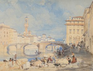 Ponte Santa Trinità, Florença, antes de 1832. de James Duffield Harding