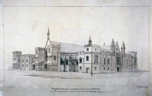 Sugestões para alterações nos edifícios adjacentes ao Westminster Hall, Londres, c1825.               de James Duffield Harding