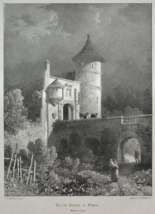 Viagens pitorescas e românticas na França antiga. Franche-Comté: Vista do Castelo de Frasne de James Duffield Harding