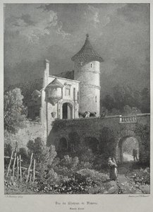 Viagens pitorescas e românticas na França antiga. Franche-Comté: Vista do Castelo de Frasne de James Duffield Harding