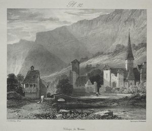 Viagens pitorescas e românticas na França antiga. Franche Comté: Abadia de Baume, Baume-les-Messieurs de James Duffield Harding