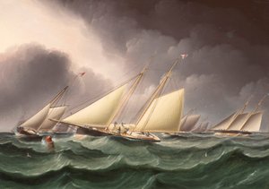 Columbia e Wenonah à volta da boia do espigão sudoeste por James E. Buttersworth