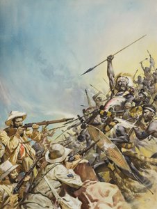Boers a combater nativos (guache sobre papel) de James Edwin McConnell