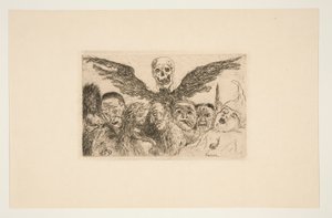 Les septs p?ch?s capitaux domin?s par la mort (Os Sete Pecados Mortais Dominados pela Morte), da carteira Les p?ch?s capitaux (Os Pecados Mortais) de James Ensor