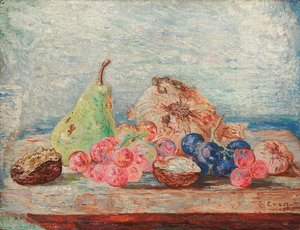 Peras, uvas, nozes; Poires, passas de uva, noix de James Ensor