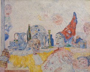 Pierrot esqueleto numa toga amarela de James Ensor